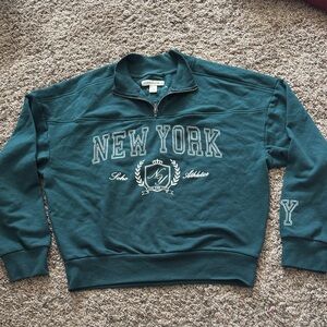 Aeropostale Dark Teal New York Quarter-Zip Sweatshirt